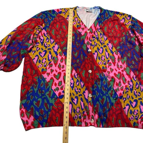 Rebdolls Women’s Logan Knit Multi Color Leopard Print Button Front Cardigan 5X - Picture 6 of 9